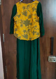 Green Dress with Yellow jacket