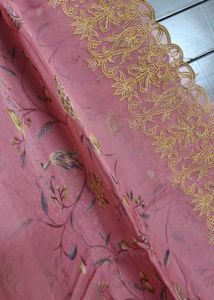 Elegant Yellow &amp; Pink Embroidered Silk Kurta Set