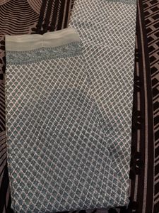 Vintage Blue Patterned Saree With Blouse Piece
