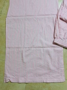 Pink Striped Kurti Pant Set
