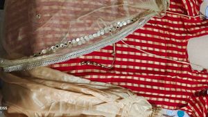 Red &amp; Gold Salwar Kameez Suit