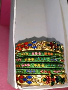 Silk Thread Kundan Bangles