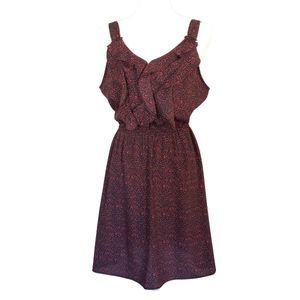Black & Red Polka Dot Dress Ruffle Front M