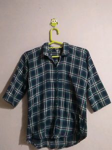 Dark Green Check Shirt For Women, Shirt For Women
