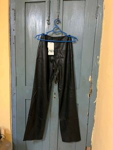 Zara straight fit leather pants