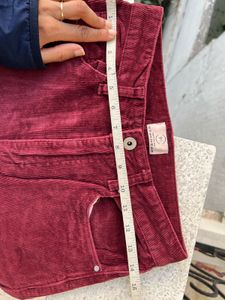 Maroon Corduroy Flare Leg Jeans