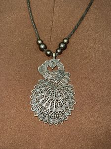 Peacock Pendant Necklace and Earrings Set