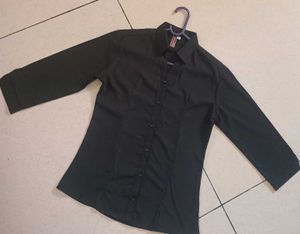 Black Formal Shirt for Girls 3/4 sleeve