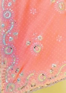 Peach Embroidered Saree