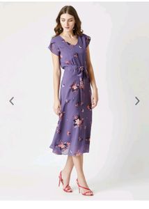 Miss Chase Purple Floral Midi Dress