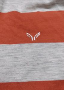 Cavana Checked Shirt Solid Collor With ORANGE STRIP T SHIRT