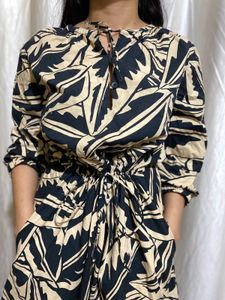 Printed Black And Brown Dress