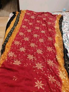 Red Embroidered saree