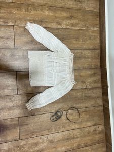 Korean White Offshoulder Formal Top + Freebies