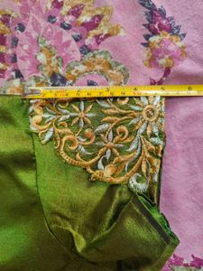 Yellow Sari with Embroidered Border