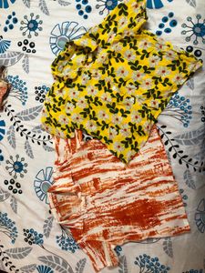 Combo 2 T-shirts Tie and Dye, Floral Yellow