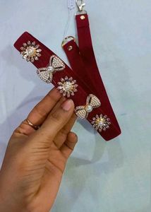 Red Motiffs Studded Waist Belt