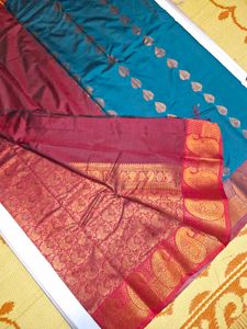 Elegant Teal &amp; Red Saree