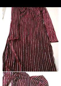 Striped Velvet Midi Dress