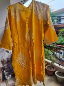 Yellow Printed Kurta