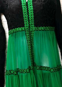 Elegant Green &amp; Black Ethnic Gown