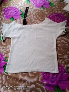 One Side Off Shoulder  White Top