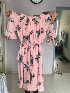 Pink Floral Ruffle Dress