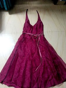 Vintage Burgundy Halter Dress