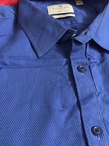 Blue Slim Fit Long Sleeve Button-Down Shirt