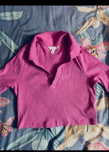 H&amp;M COLLARED CROP TOP