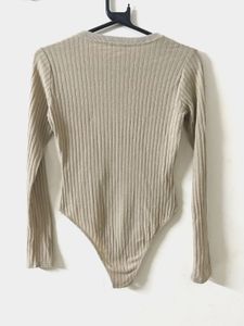 Ribbed Henley Bodysuit