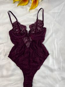 La Senza Burgundy Lace Bodysuit