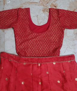 Red &amp; Gold Paisley Lengha Set