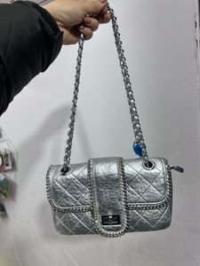 Silver Chain Detail Shoulder Bag