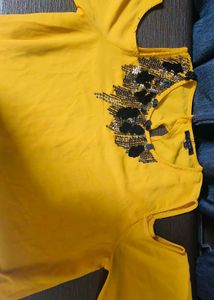 Chic Yellow Embellished Top