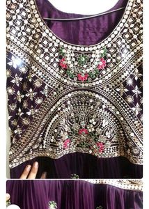 Purple Embroidered Anarkali Dress