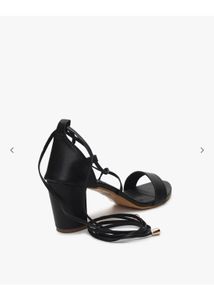 Black Lace-Up Heeled Sandals