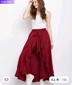 Ruffle Plazo || Mehroon Colour