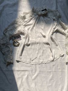 Shein  Lace Sleeve Top 🤍
