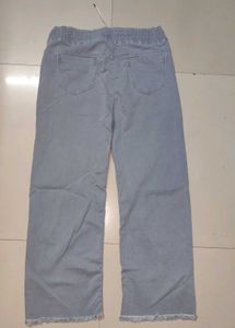 Gray Wide Leg Denim Pants