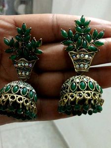 Elegant Green Jhumka Earrings
