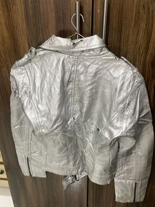 Silver Metallic Biker Jacket
