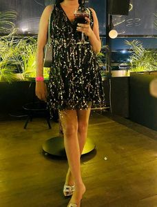 Black Sequence Party Dress