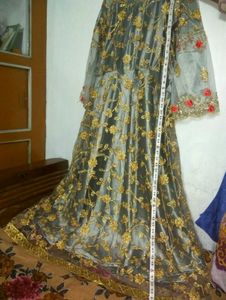 Zari Embroidered Ash Gown