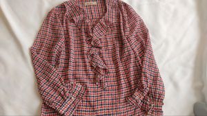 Houndstooth Ruffle Blouse
