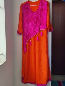 Colourful Kurti Top ( Pink & Orange )
