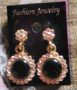 Sparkly Black Gem Drop Earrings