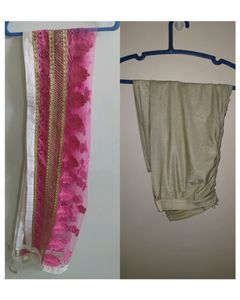 Beautiful White Anarkali with Pink Gold Florals