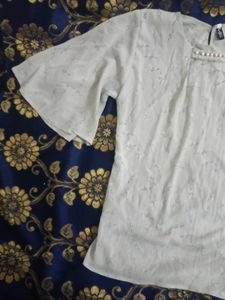 Elegant Pearl-Neckline Blouse