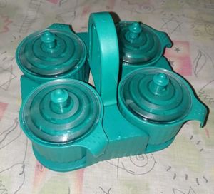 Blue Condiment Server with Lids
